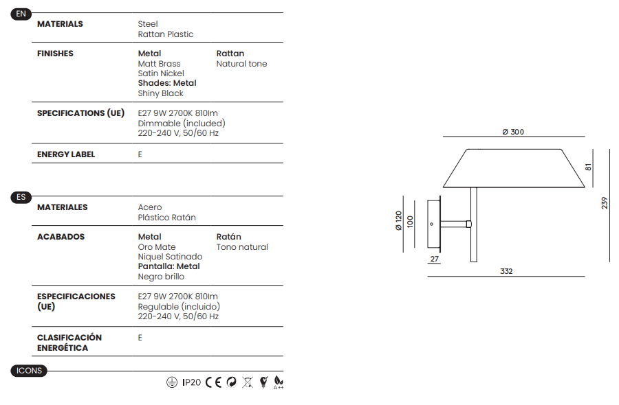 Aplique de Pared Aider - A1287