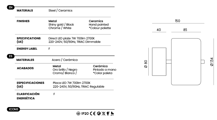 Aplique de Pared Aora - A1129
