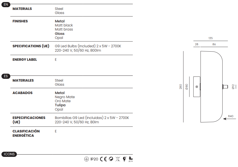 Aplique de Pared Atil - A1281