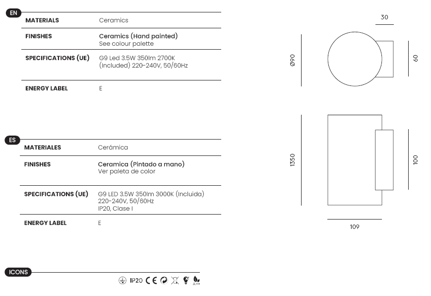 Aplique de Pared Calp - A1168