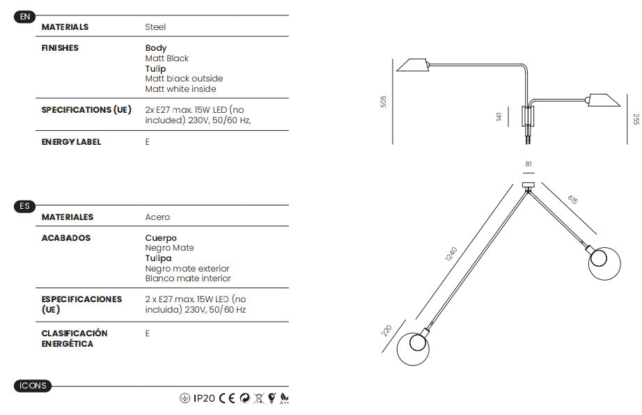 Aplique de Pared Duo - A1170/2