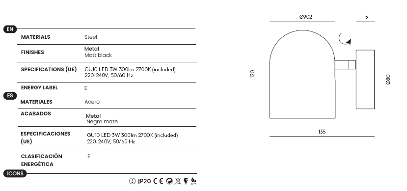 Aplique de Pared Pipe - A1293