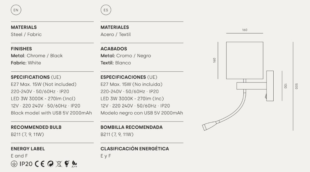 Aplique de Pared Read - A1106