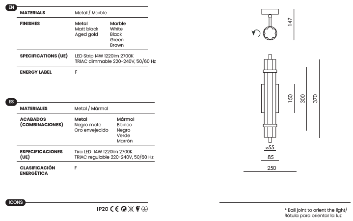 Aplique de Pared Tasta - A1355