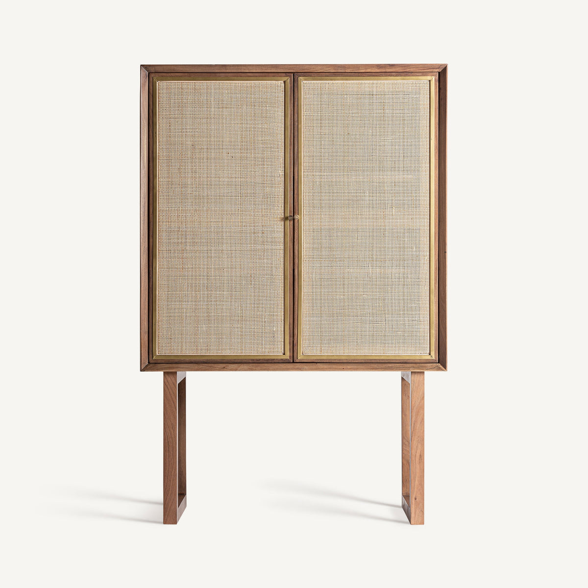 Armario de madera de mango y ratán Galdana