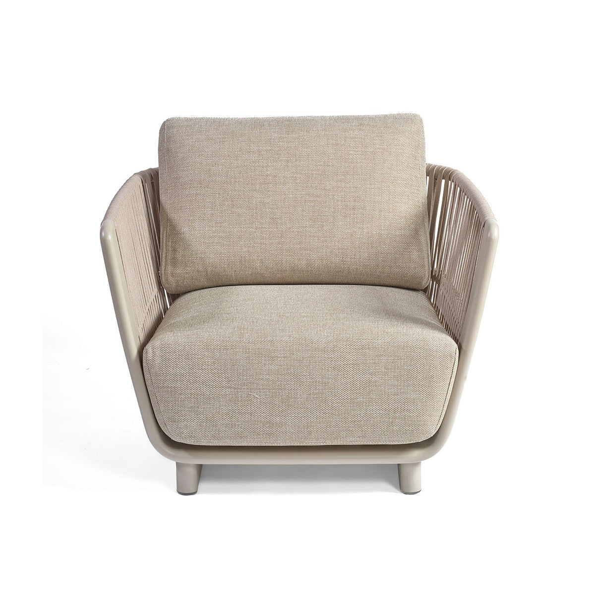 Sillón de exterior de cuerda y aluminio claro Ribadeo