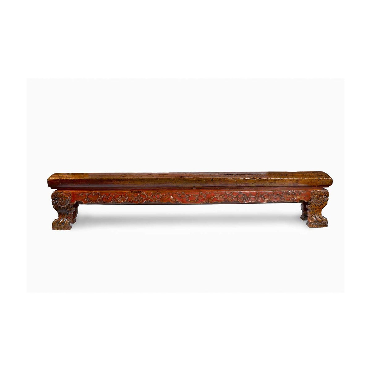 Banco antiguo de madera tallada oriental Cacela