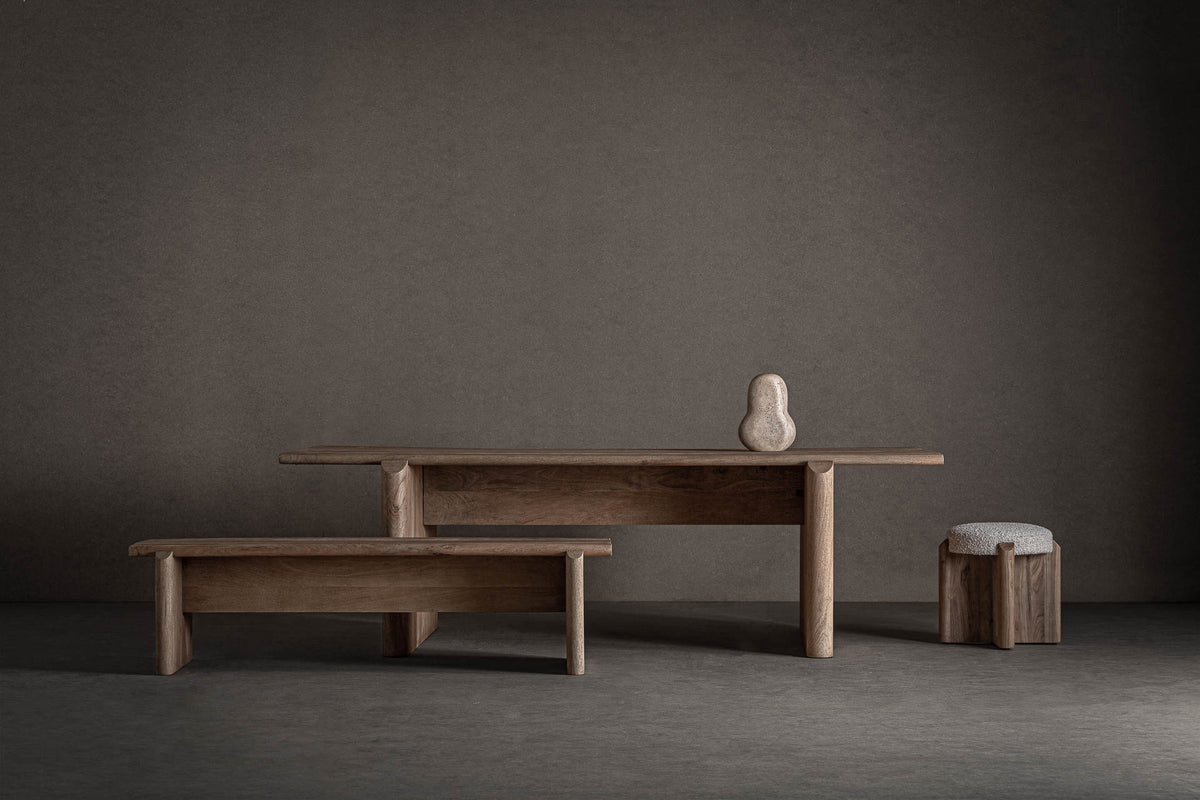 Banco de madera de mango claro Pregonda