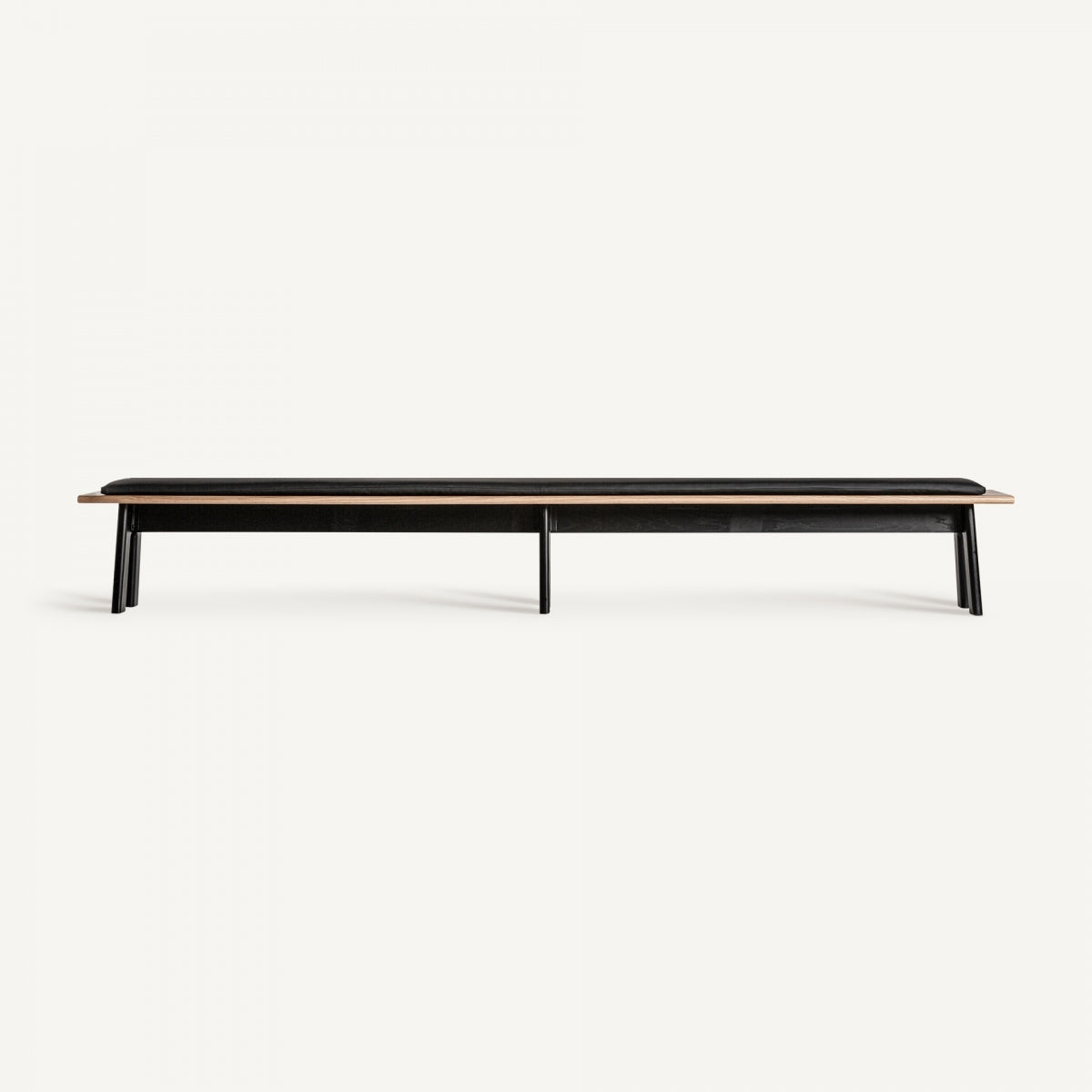 Banco de roble negro y polipiel Estellencs 350 cm