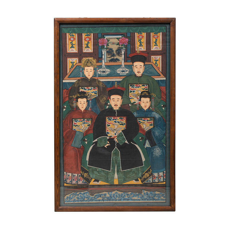 Cuadro enmarcado con retrato de familia china Rodonita