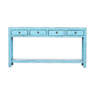 Consola azul de olmo con 4 cajones Somport