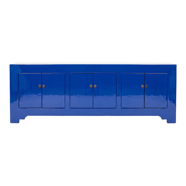 Cómoda azul de olmo con 6 puertas Zhuan