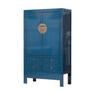 Armario azul de olmo con 2 puertas y 4 cajones Nalón