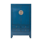 Armario azul de olmo con 2 puertas y 4 cajones Nalón