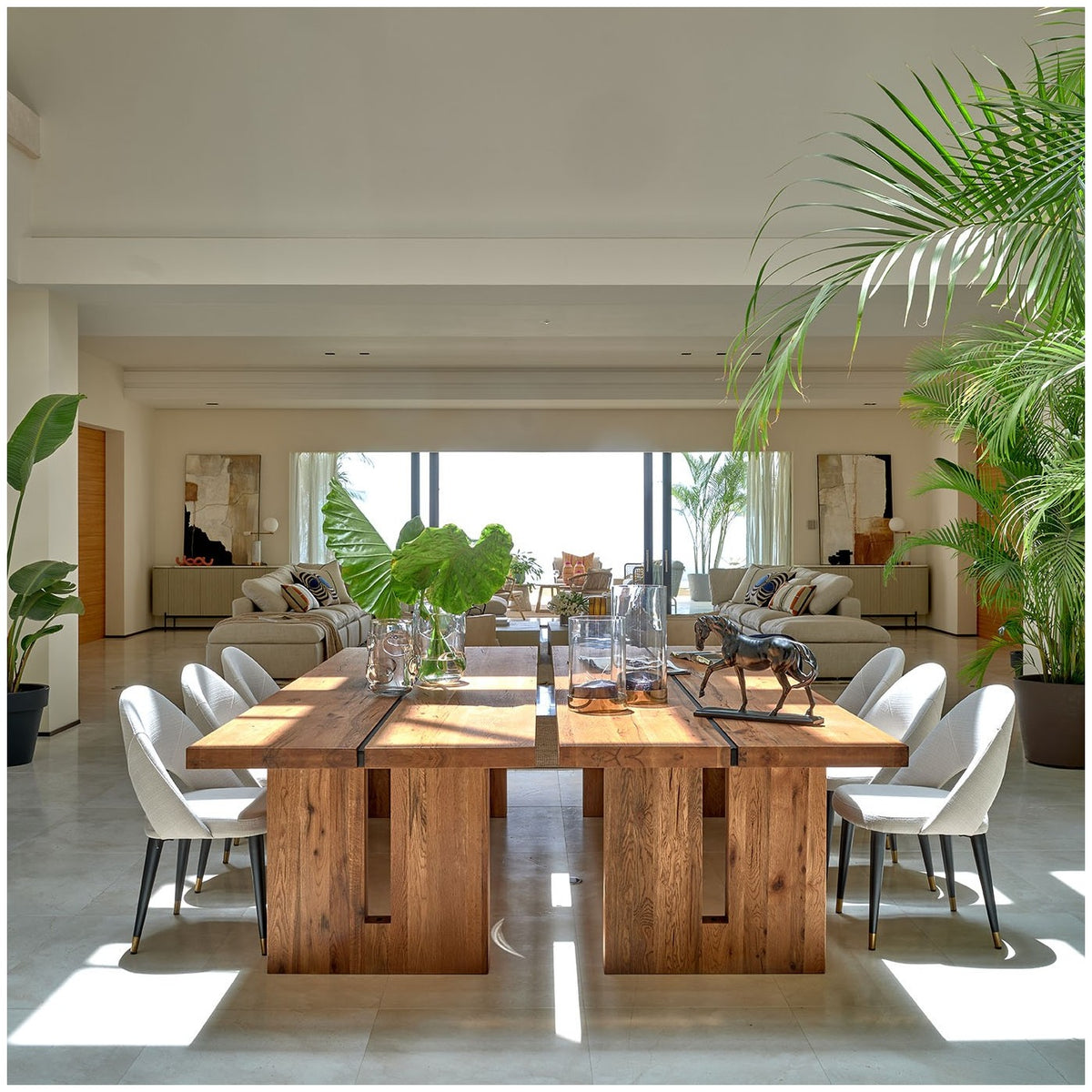 Mesa de comedor de roble y hierro 300 cm Cuevas