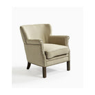 Sillón de lino beige con tachuelas Sayalonga