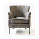 Sillón de lino gris con tachuelas plata Benahavís
