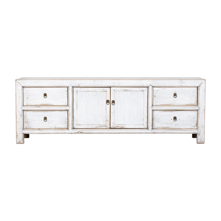 Piecero blanco de olmo con 4 cajones y 2 puertas Kailing