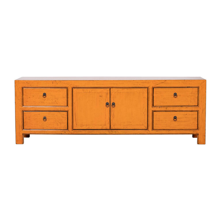 Piecero naranja de olmo con 4 cajones y 2 puertas Adormidera
