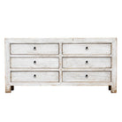 Cómoda blanca de pino con 6 cajones Yunyan