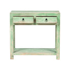 Consola verde de pino con 2 cajones Canigó