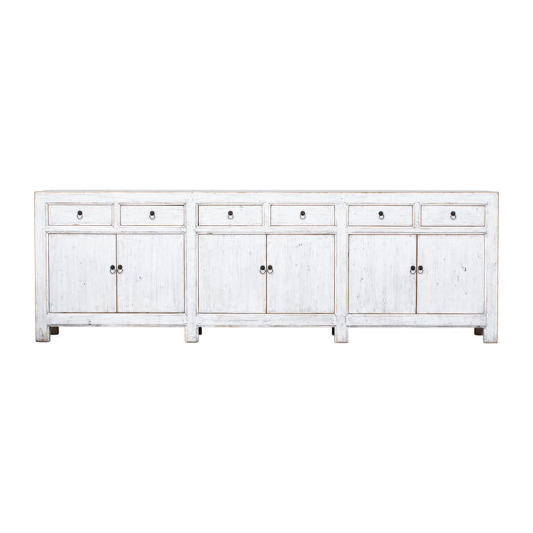 Cómoda blanca de pino con 6 cajones y 6 puertas Huajin