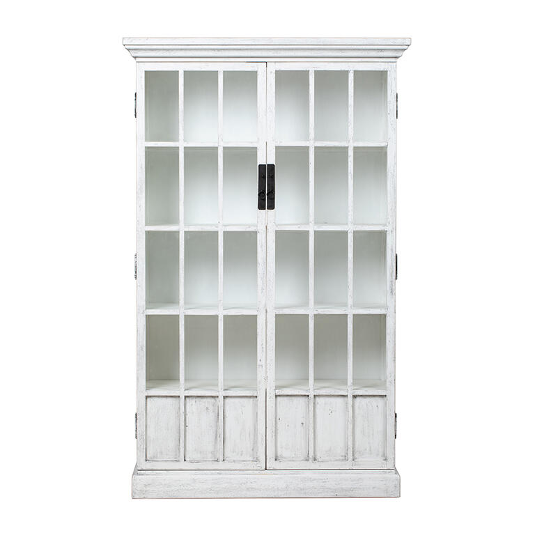 Vitrina blanca de pino con 2 puertas Tirón