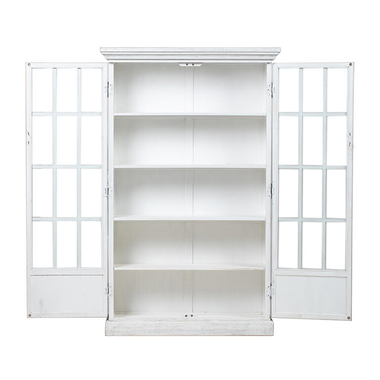 Vitrina blanca de pino con 2 puertas Tirón