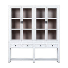 Vitrina blanca de pino con 4 puertas y 4 cajones Chenzhu