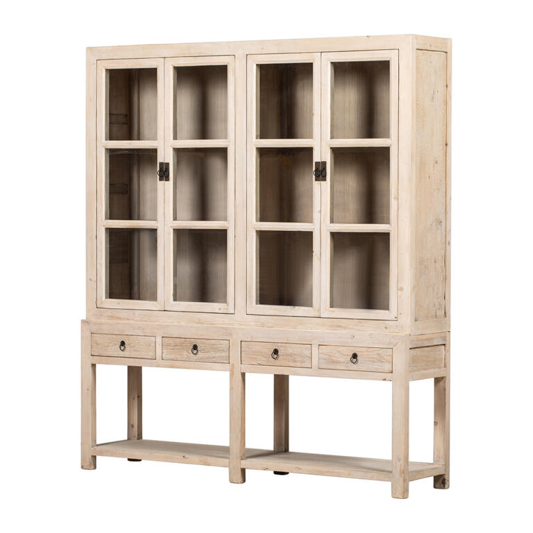Vitrina natural de pino con 4 puertas y 4 cajones Valderaduey