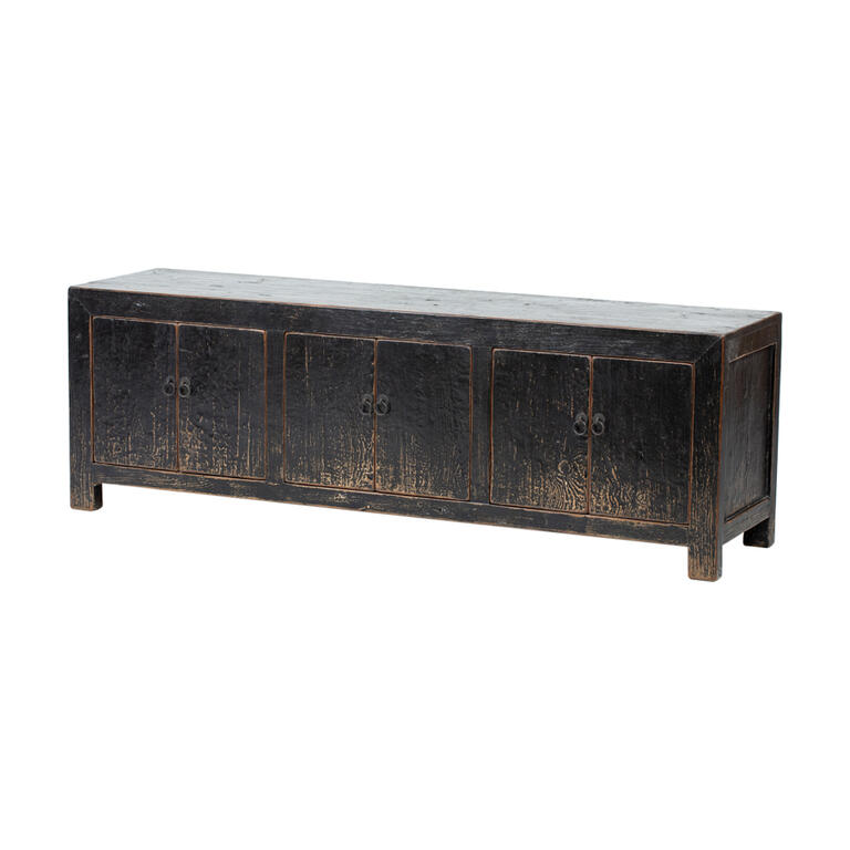 Piecero negro de pino con 6 puertas Carbonero