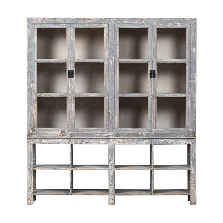 Vitrina gris de pino con 4 puertas Guadalope
