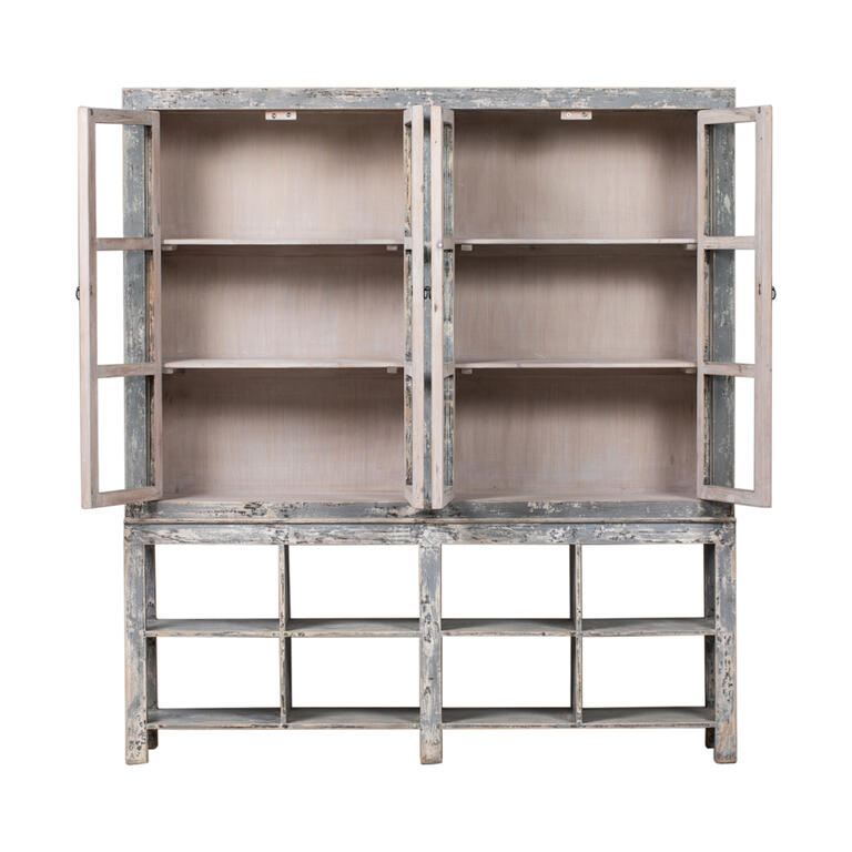 Vitrina gris de pino con 4 puertas Guadalope