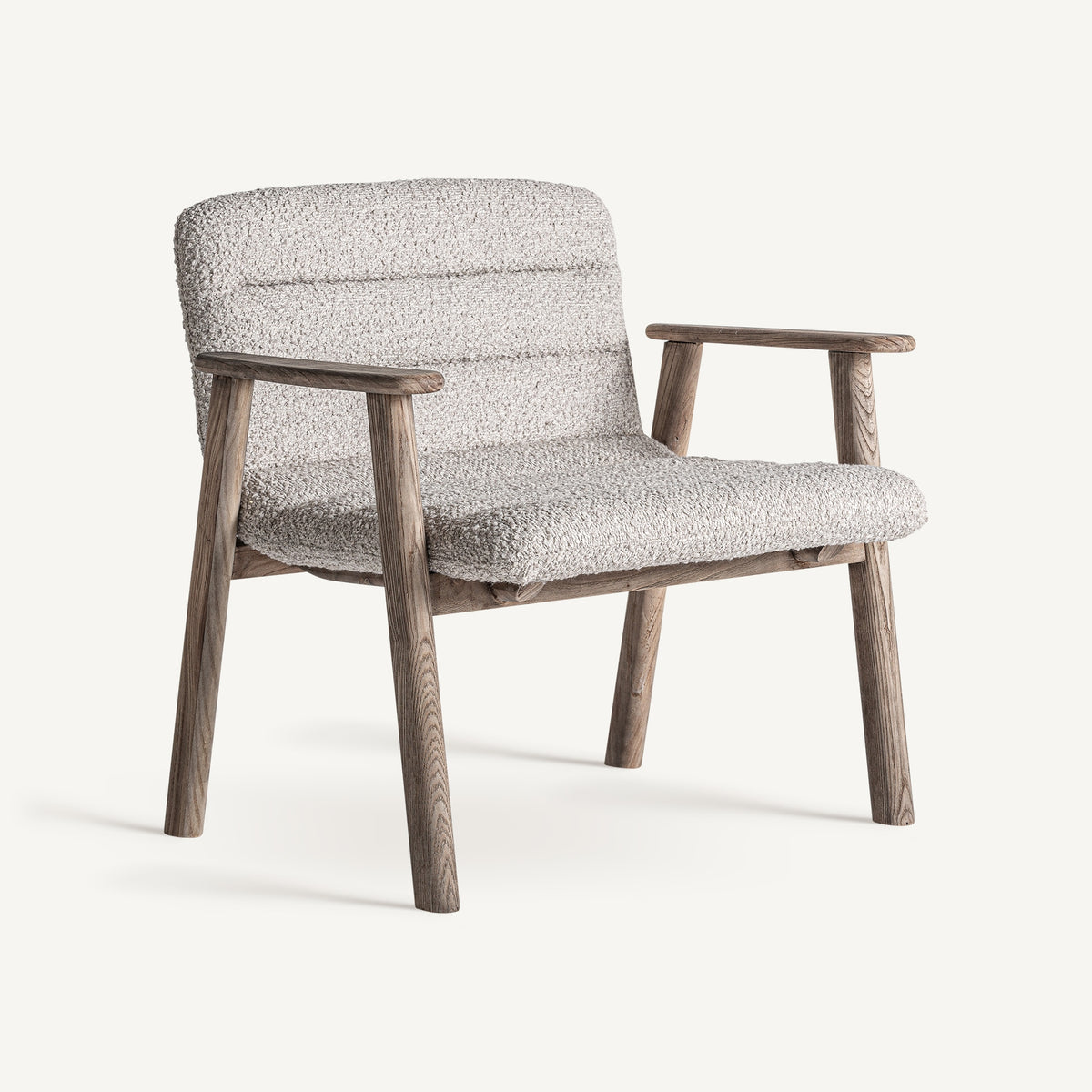 Butaca de olmo y tapizado beige Alcossebre