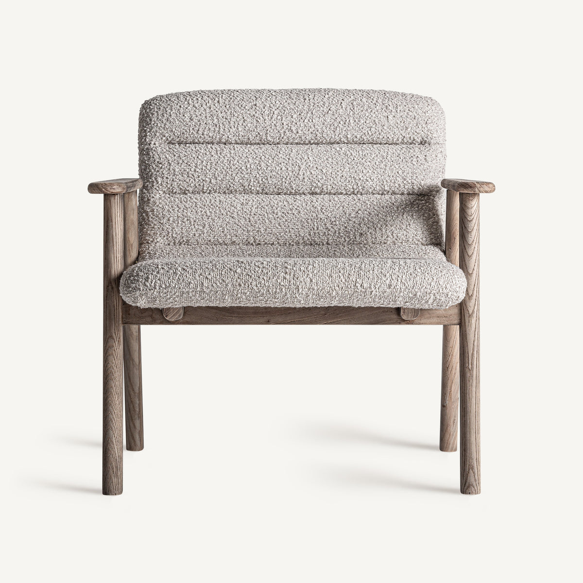 Butaca de olmo y tapizado beige Alcossebre