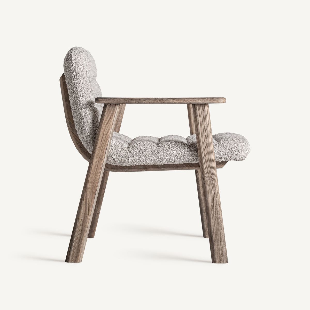 Butaca de olmo y tapizado beige Alcossebre