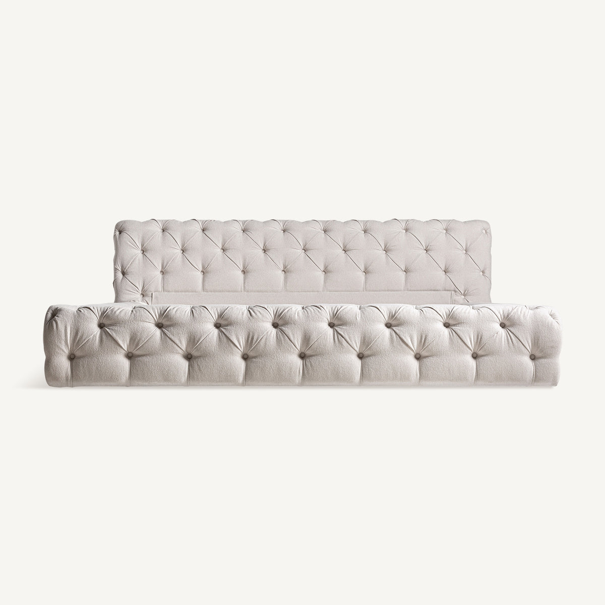 Cama tapizada beige Alcaufar