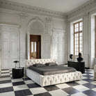 Cama tapizada beige Alcaufar