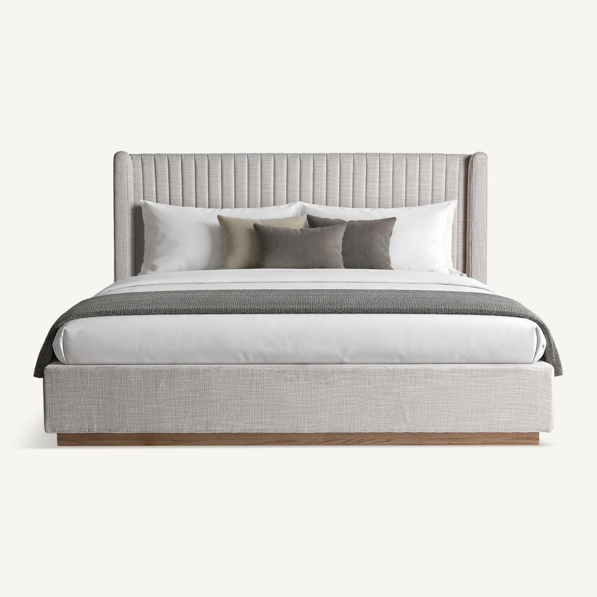 Cama tapizada gris Calobra