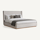 Cama tapizada gris Calobra