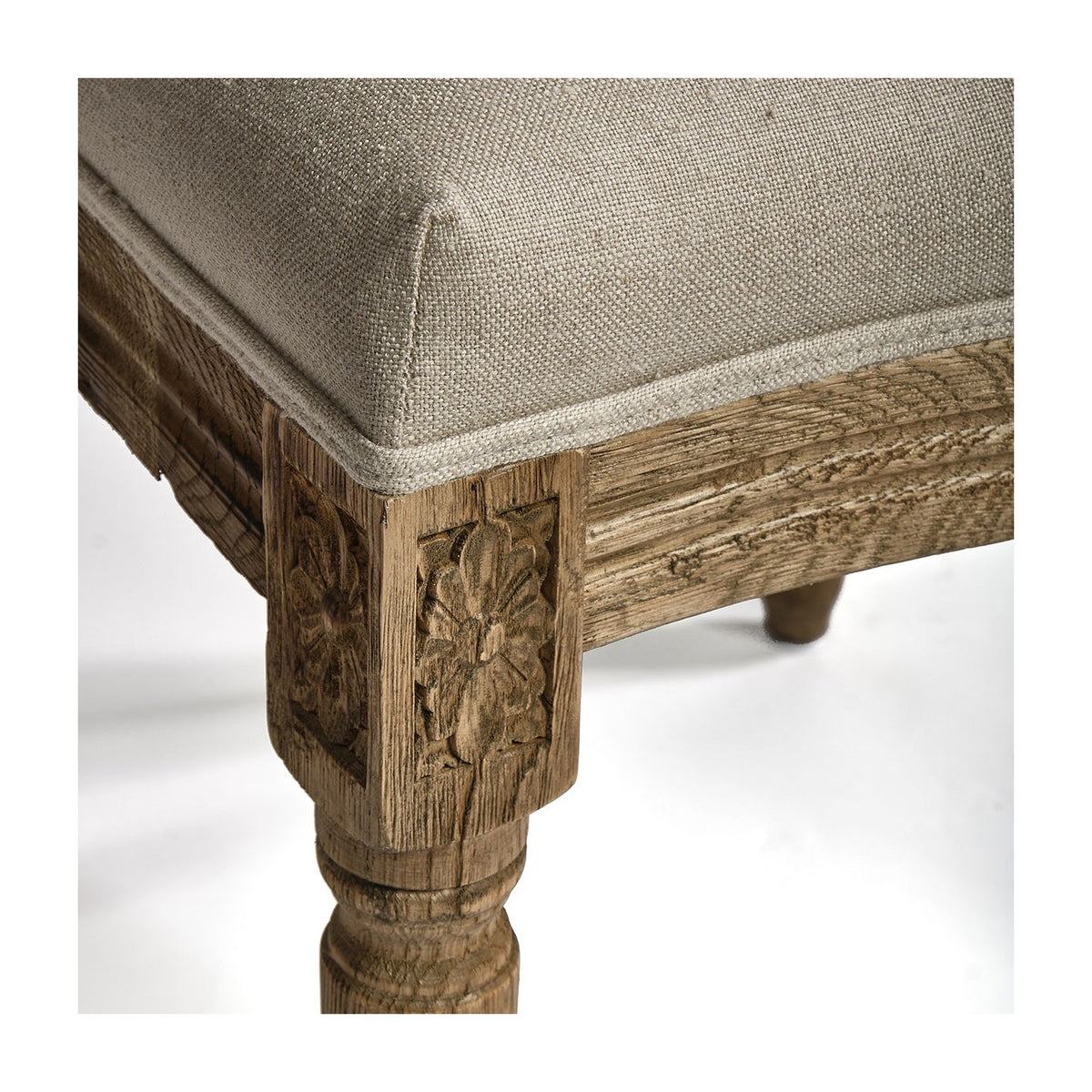 Silla de roble natural y lino Ardales
