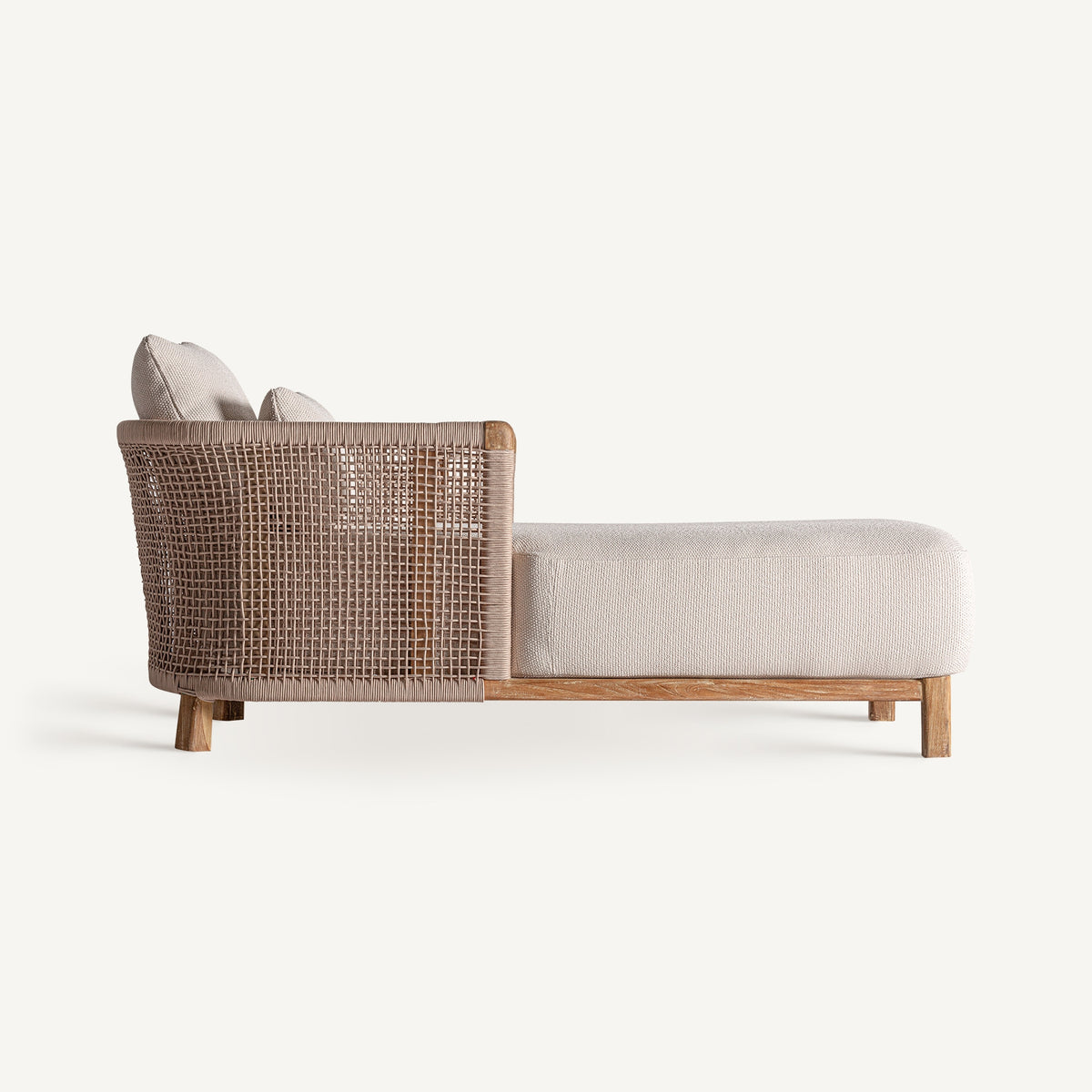 Chaise longue de teca y cuerda Fustam