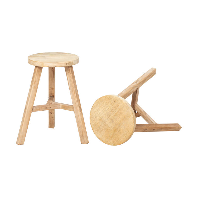 Set de 2 taburetes naturales de olmo Meilan