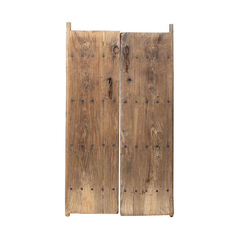 Puerta antigua de olmo con herrajes Luning