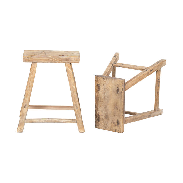 Set de 2 taburetes antiguos de olmo Peñaranda