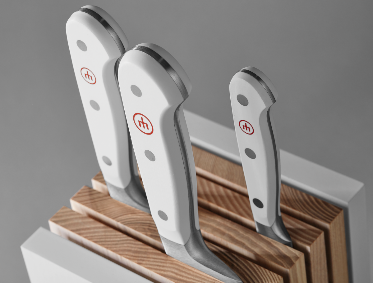 Bloque de 6 piezas Wüsthof Classic White con cuchillo de pan