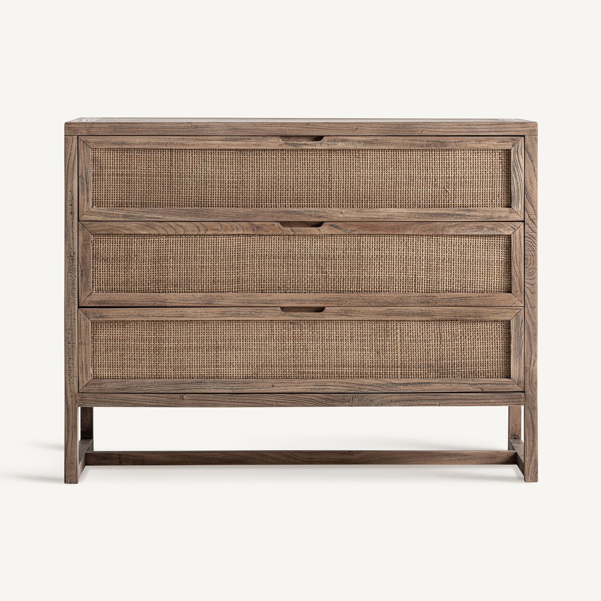 Cómoda de madera de olmo y ratán Valldemossa