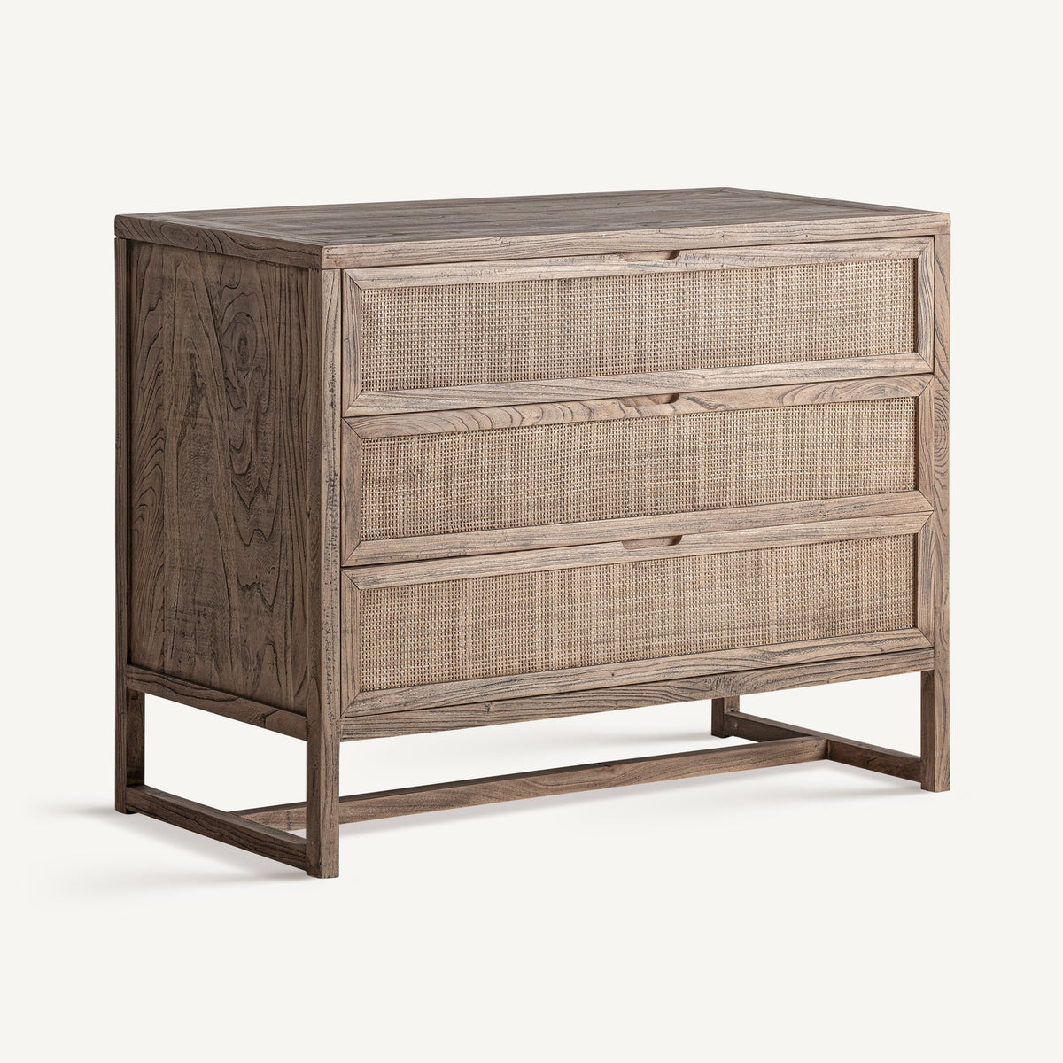 Cómoda de madera de olmo y ratán Valldemossa
