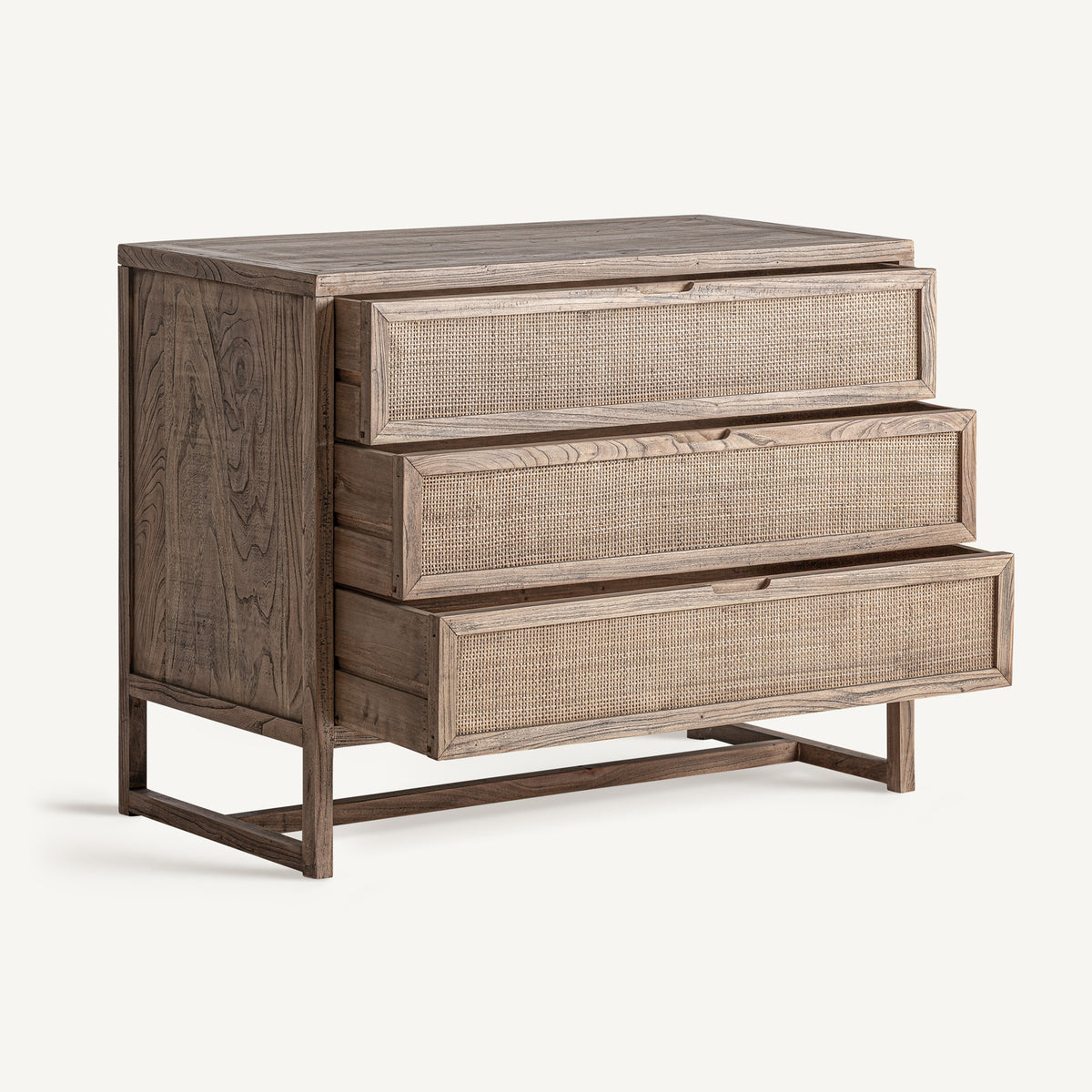 Cómoda de madera de olmo y ratán Valldemossa