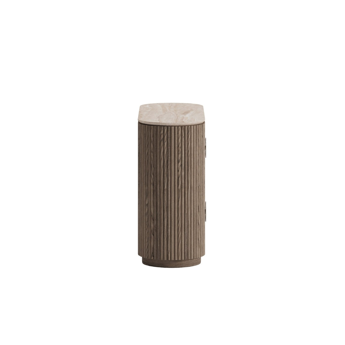 Cómoda de palillería de roble y travertino Calp